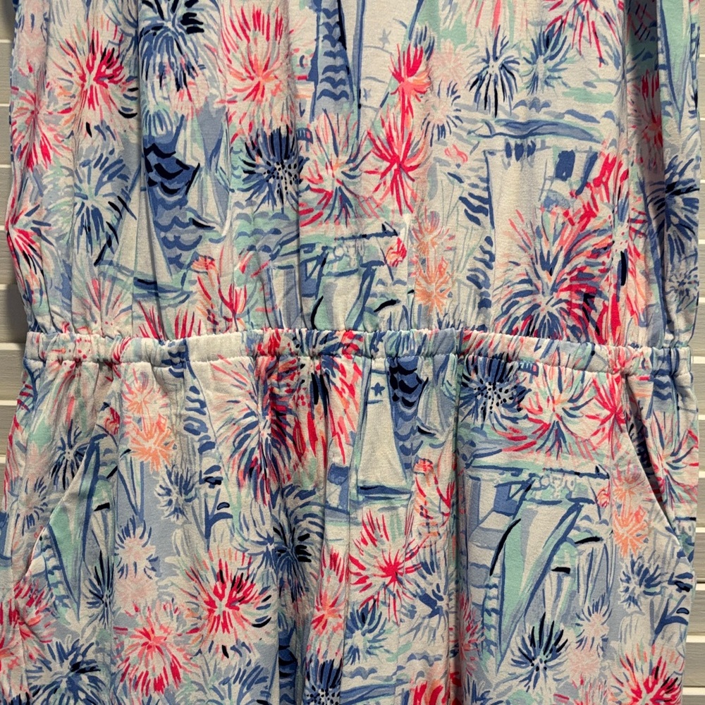 Lilly Pulitzer size small nautical fireworks Halter Romper with Crochet Trim - Picture 8 of 8